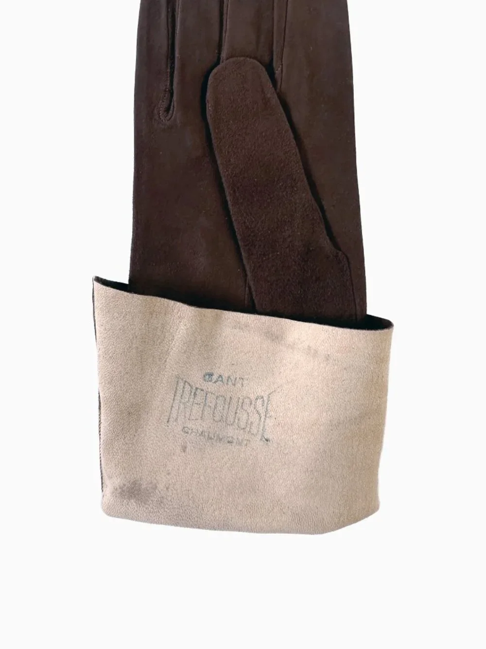 Vtg Le Gant Trefousse Brown Suede Kidskin Leather Gloves 7 Embroidered France